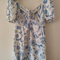 Vestito corto floreale azzurro bianco HM tg L