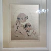 quadro  moderno donna con bambino  firmato