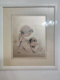 quadro  moderno donna con bambino  firmato