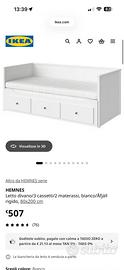 IKEA HEMNES Letto divano/3 cassetti/2 materassi