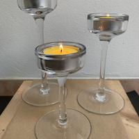 Set di 3 Porta candele candelieri vetro