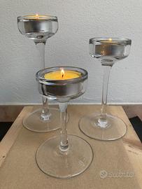 Set di 3 Porta candele candelieri vetro