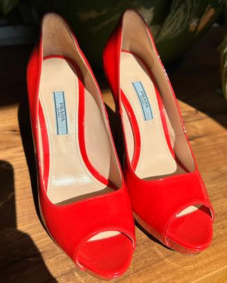 Decollétté PRADA pelle verniciata rossa 38