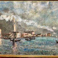 quadro a olio su carta raffigurante Venezia 