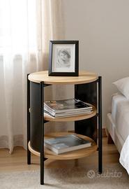 HAKU Tavolino rotondo rovere naturale nero MDF