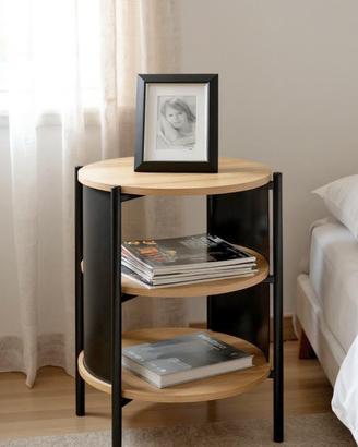 HAKU Tavolino rotondo rovere naturale nero MDF