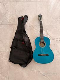 Chitarra Valencia Blu + Custodia e Poggiapiede