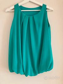 Top/blusa estivo in crèpe verde smeraldo