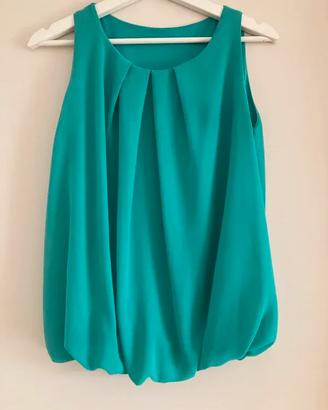 Top/blusa estivo in crèpe verde smeraldo