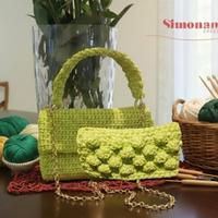 Borsa e porta tessere in cordino all'uncinetto 