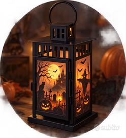Lanterna Halloween Artigianale con Vetri Decorati