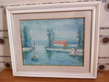 Dipinto a olio su tela "Du Bois" paesaggio