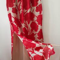 Gonna fantasia beige/rossa