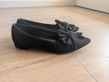 scarpe ballerine nere con fiocco 