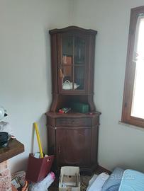 mobile angoliera legno con vetrinetta