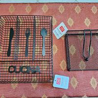 Portaposate +Portatovaglioli nero in metallo