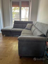 Divano letto angolare con penisola grigio