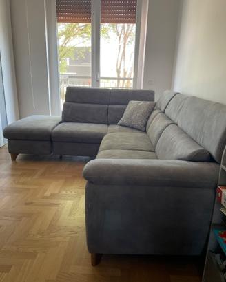 Divano letto angolare con penisola grigio
