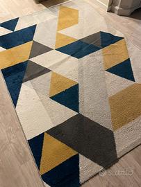 Tappeto geometrico 160x230 giallo, grigio e blu