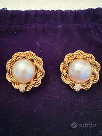 Orecchini oro, perle e diamanti