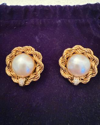 Orecchini oro, perle e diamanti