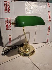 Lampada da tavolo ministeriale vintage verde