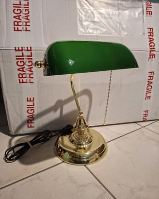 Lampada da tavolo ministeriale vintage verde