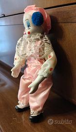 Bambola pagliaccio porcellana dipinta con costume