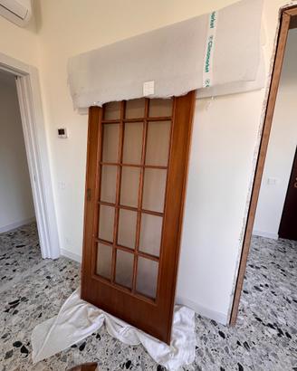 Porta scorrevole in legno Tanganica vetro