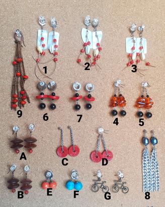 3 paia scelta orecchini pietre dure perle