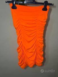 Mini dress arancione arricciato