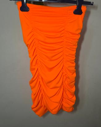 Mini dress arancione arricciato