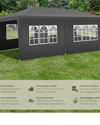 Gazebo 3x6 m o 3x3 impermeabile con 5 pannelli