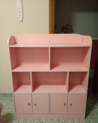 mobile libreria rosa per cameretta 