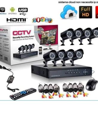KIT VIDEOSORVEGLIANZA h264 CCTV 8CANALI 8TELECAMER