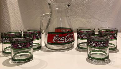 Brocca vetro Coca Cola con 6 bicchieri