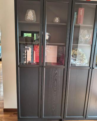 scrivania e libreria doppia con vetro