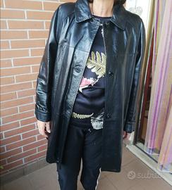 Trench impermeabile vintage nero Vera Pell Taglia 