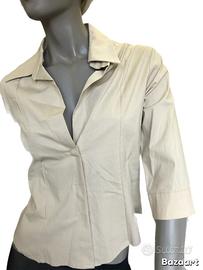Camicia donna beige maniche 3/4