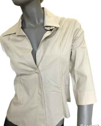 Camicia donna beige maniche 3/4