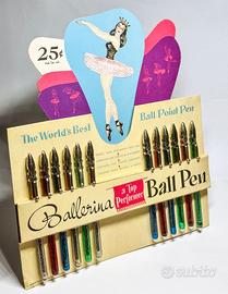 Display BALLERINA vintage + 12 rare penne a sfera