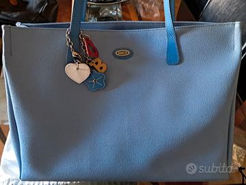 Borsa shopping Bric's in pelle azzurro polvere