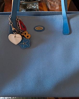 Borsa shopping Bric's in pelle azzurro polvere