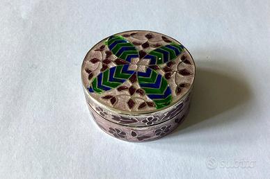 Portapillole vintage in argento 925 smaltato