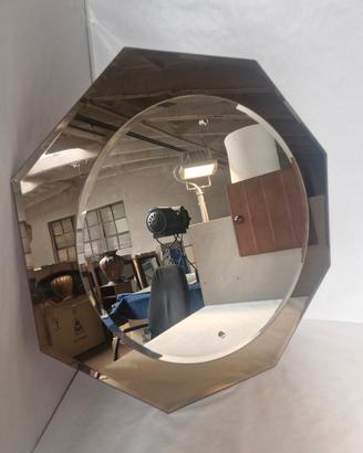 Specchio vintage ottagonale colorazione bronzo 70s