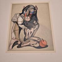 Litografia Floriano Bodini dal titolo"scimmia"