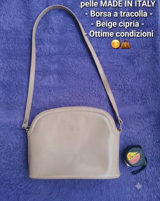 made in italy borsa in pelle vera con zip e tasche