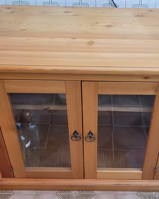 Mobile Vetrina Porta TV In Legno Larice Massiccio