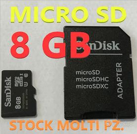 MICRO SD 8GB SANDISK MEMORIA CARD SCHEDA LOTTO