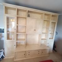 parete attrezzata - libreria legno massello 
